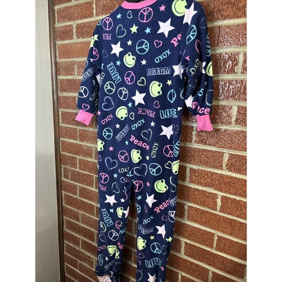 Circo Girls Footed Sleeper Pajamas Frogs Peace Blue XS 4-5 - Picture 7 of 7
